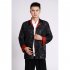 Tang suit For Men Chinese Traditional Satin Hanfu Tops Long Sleeves Cardigan Single breasted Performance Jacket black and gold XXXL