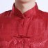 Tang suit For Men Chinese Traditional Satin Hanfu Tops Long Sleeves Cardigan Single breasted Performance Jacket red and gold XXXL