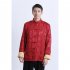 Tang suit For Men Chinese Traditional Satin Hanfu Tops Long Sleeves Cardigan Single breasted Performance Jacket green and gold XXXL