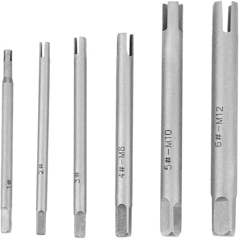 Tap Extractor 6Pcs M4-M12 Screw Tap Extractor Set Steel Stripped Screw Remover Broken Head Taps Remover Screw Extractor Set 6PC（1#-6#）
