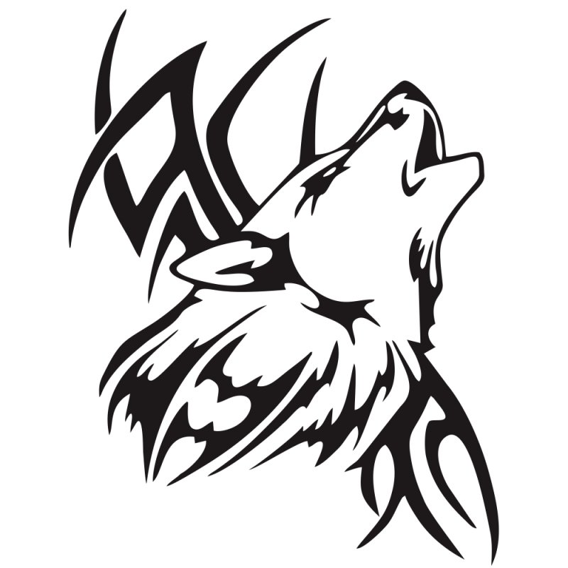 Tattoo Wolf Car Motorcycle Body Stickers Vinyl Car Styling Decal Accessories black