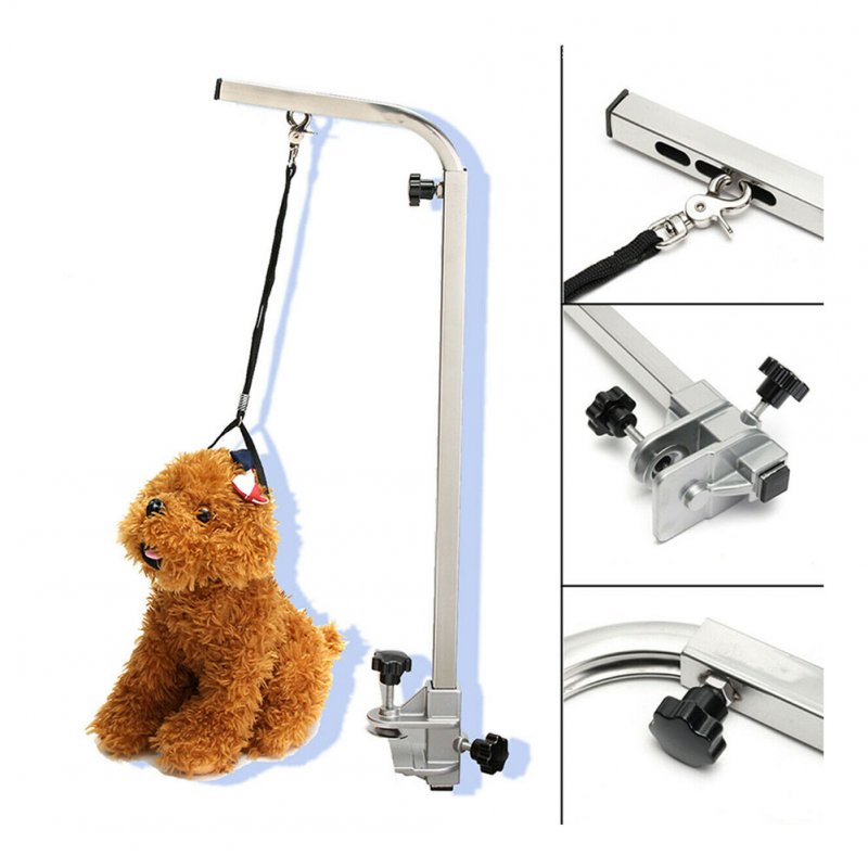 Telescopic Stainless Steel Bracket Pet Grooming Table Hanger Leash Beauty Table Accessories Silver_Telescopic