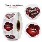 Thank You Sticker Red Flower Pattern Label Envelope Sealing Decoration red_25mm