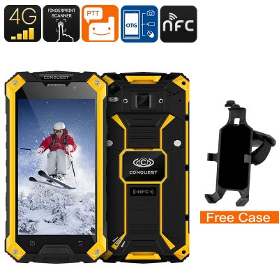 Conquest S6 Rugged Phone  -  Android 6.0、IP68、5インチHDディスプレイ、デュアルバンドWiFi、4G、Octa-Core CPU、指紋、NFC（黄色） ...