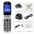 The ENJOY W72 Senior phone is a big button flip phone that comes with a large SOS button and all other regular cell phone features 