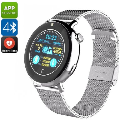 Bluetooth Smart Watch EXE C7  - 歩数計、睡眠モニター、タッチスクリーン、心拍数、電話、メッセージ、通知（シルバー） ...