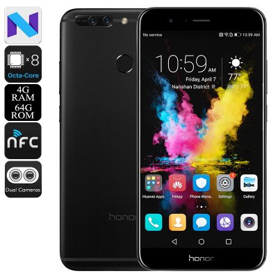 Продайте дешевый смартфон Huawei Honor V9 - процессор Octa Core, оперативную память 4 ГБ, экран 5,7 дюйма с экраном 2K, двойные задние камеры, датчик отпечатков пальцев (черный)
