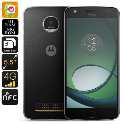Продайте Promo Lenovo Motorola Moto Z Играйте в смартфон XT1635 - процессор Octa-Core, оперативную память 3 ГБ, внешнюю память 2 ТБ, Dual-IMEI, Android 6.0, 4G (черный)