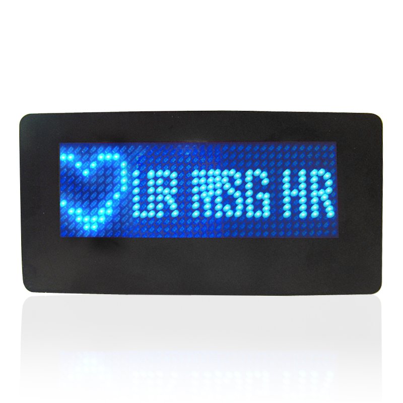 Cool Blue LED Nametag - Graphics + 5 Language Display