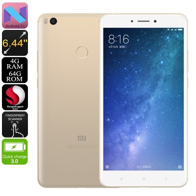 Xiaomi Max 2 Phablet  -  Dual-IMEI、4G、Android 7.1、Snapdragon CPU、4GB RAM、6.44インチディスプレイ、1080p、Quick-Charge 3.0、12MP Cam ...