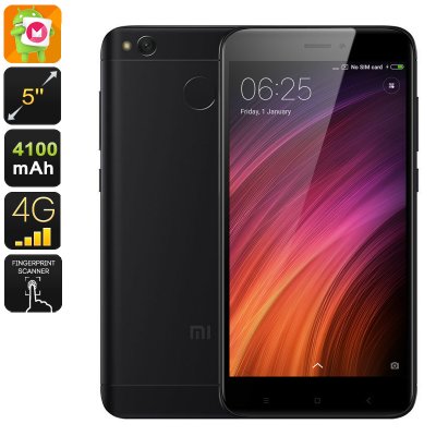 Продайте промо-мобильный телефон для мобильных телефонов Xiaomi Redmi 4X - процессор Snapdragon, 2 ГБ оперативной памяти, Dual-IMEI, 4G, 5-дюймовый HD-дисплей, отпечаток пальца, 13-мегапиксельная камера (черный)
