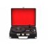 The portable vinyl turntable comes with a 3 speed record  built in speakers  3 5 headphone output and RCA output jacks 