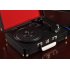 The portable vinyl turntable comes with a 3 speed record  built in speakers  3 5 headphone output and RCA output jacks 