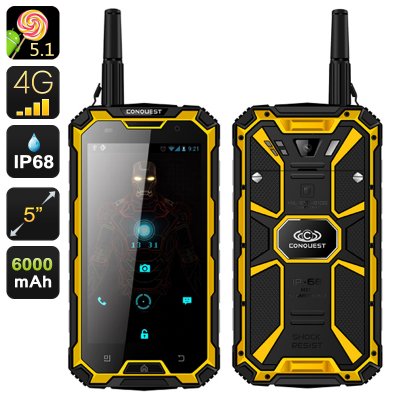 for stick car android 5 Smartphone 4 Rugged  Inch  Conquest S8 Gorilla IP68, Glass Pro