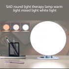 Therapy Lamp Round Sad Night Light UV Free Daylight 5 Levels Brightness Adjustable 4 Timers And Memory Function Light For Blue Mood US Plug