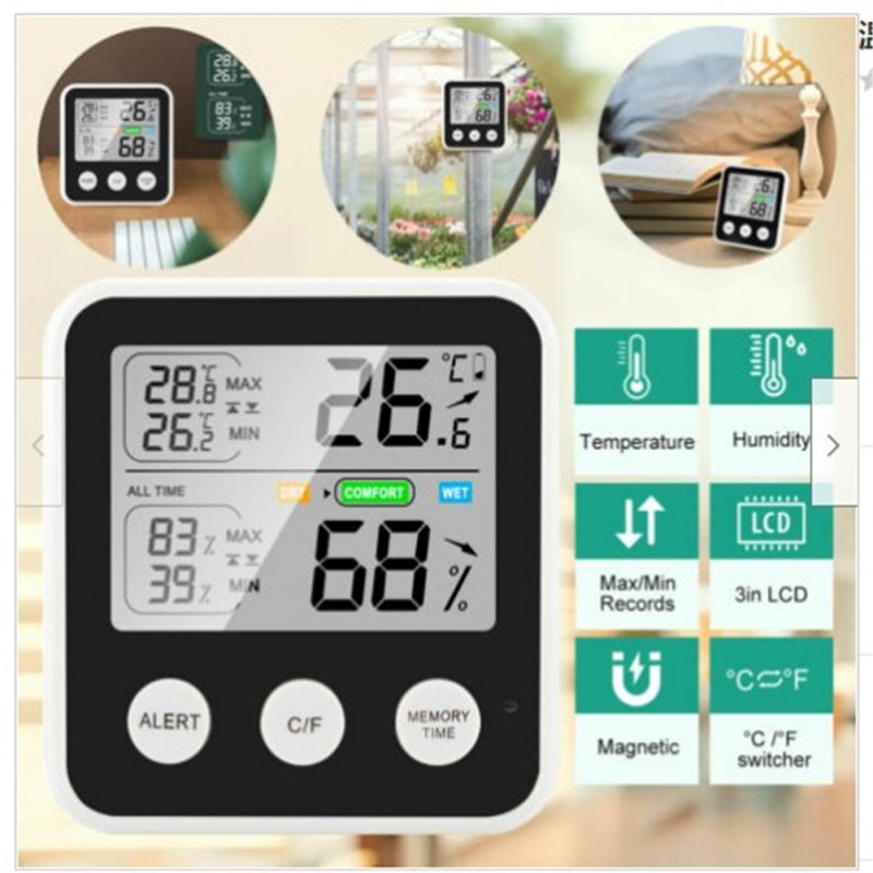 Mini Temperature Monitor and Humidity Meter ,Room Thermometer Digital  Indoor Hygrometer Thermometer, for Home Office Air Comfort, Max/Min Records  