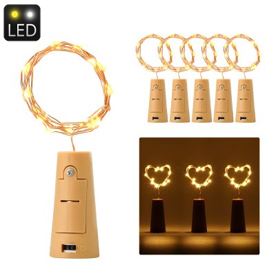 Продайте Promo Cork-Shaped LED Light String - 6 шт., 18 микро светодиодов на шнур, 3-кратная кнопка LR44, 90 см длина строки, теплый желтый свет