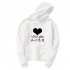 Thicken Casual Loose Printing Hooded Sweatshirts for Students Lovers Wear White M