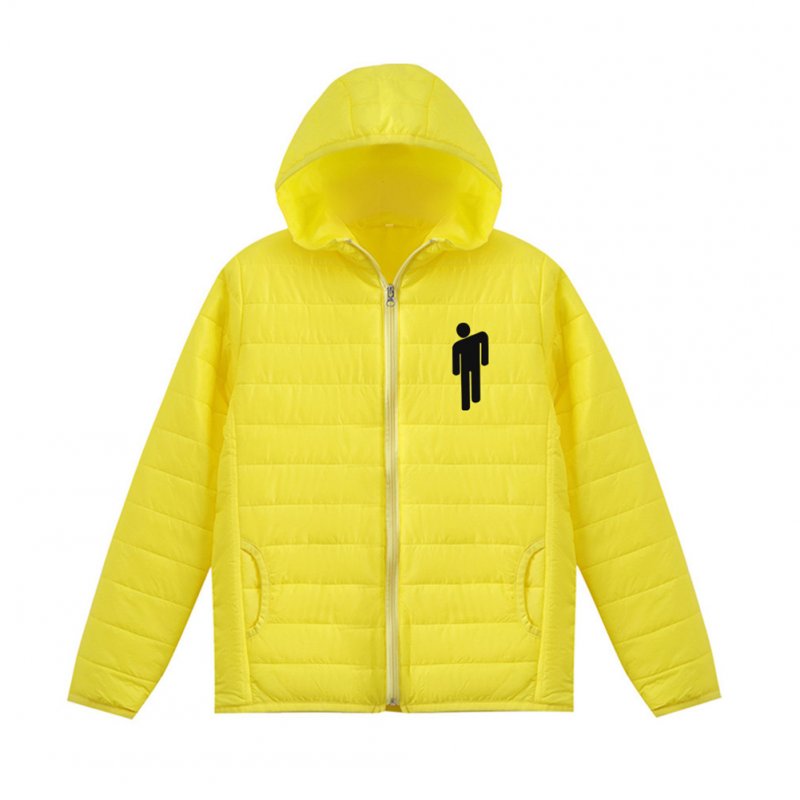Thicken Short Padded Down Jackets Hoodie Cardigan Top Zippered Cardigan for Man and Woman Yellow A_XXXXL