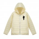 Thicken Short Padded Down Jackets Hoodie Cardigan Top Zippered Cardigan for Man and Woman White A S