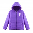 Thicken Short Padded Down Jackets Hoodie Cardigan Top Zippered Cardigan for Man and Woman Purple A XXXL