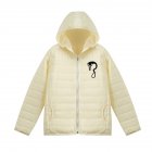 Thicken Short Padded Down Jackets Hoodie Cardigan Top Zippered Cardigan for Man and Woman White D S