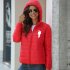 Thicken Short Padded Down Jackets Hoodie Cardigan Top Zippered Cardigan for Man and Woman Red A L