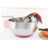 Thicken Silicone Bottom Stainless Steel Bowl woth Handle for Egg Beater Salad Knead Dough  No Cover  18cm Red handle basin  without cover 