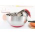 Thicken Silicone Bottom Stainless Steel Bowl woth Handle for Egg Beater Salad Knead Dough  No Cover  20cm Red handle basin  without cover 