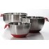 Thicken Silicone Bottom Stainless Steel Bowl woth Handle for Egg Beater Salad Knead Dough  No Cover  16cm Red handle basin  without cover 