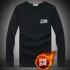Thicken Velvet Sweater with Cartoon Pattern Decor Loose Pullover Top for Man Plus velvet black M
