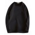 Thicken Velvet Sweater with Cartoon Pattern Decor Loose Pullover Top for Man Plus velvet black M