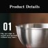 Thickened Egg Mixing Bowls Rust proof Large Capacity 304 Stainless Steel Salad Bowls Kitchen Baking Cooking Accessories 20CM