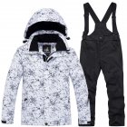 Thickened Outdoor Suit Warm and Cold-proof Ski Outfits Waterproof Winter Children's Ski Wear White top + black pants_L