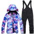 Thickened Outdoor Suit Warm and Cold proof Ski Outfits Waterproof Winter Children s Ski Wear Red camouflage   rose red pants M