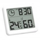 Thin Intelligent Electronic Clock Hygrometer with Large LCD Screen White