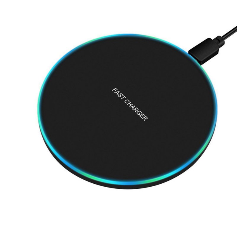 Thin QI Wireless Fast Charger Mobile Phone Wireless Fast Charging Pad for iPhone SANSUNG black