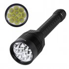 This 13000 Lumen LED Flashlight features 12 high quality CREE XM L T6 LEDs that support 5 different lighting modes  