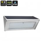 This 800 lumen outdoor LED light features motion detection and a solar panel to recharge its battery during the day 