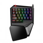 This One Handed Game Keyboard comes with 29 RGB backlit keys  It has a full metal design and features a comfortable wrist pad  