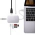 This USB C Multi Port adapter comes with an HDMI port  Gigabit Ethernet port  two USB 3 0 ports  Micro SD card slot  SD card slot  and USB C input 