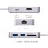 This USB C Multi Port adapter comes with an HDMI port  Gigabit Ethernet port  two USB 3 0 ports  Micro SD card slot  SD card slot  and USB C input 