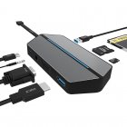 This USB C Travel Dock features a VGA  HDMI  Micro SD  SD  Compact Flash  3 5mm Audio  USB 3  and USB C port  It supports 1080p media transfers  