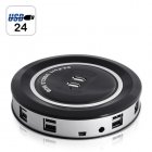 This top grade powered 24 port USB 2 0 hub features automatic over current protection for each port  hot swapping plug and play connection  