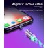 Three Colors Lighting Streamer Magnetic Suction Data Cable 360 Degree Magnetic Suction Data Line Android connector
