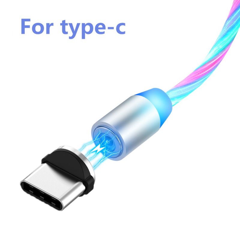 Three Colors Lighting Streamer Magnetic Suction Data Cable 360 Degree Magnetic Suction Data Line type-C connector