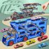 Three layer Deformed Big  Construction  Trucks  Set Container Truck Transporter Vehicle Small Car Model Kit Birthday Gifts For Boys Blue style   with 12