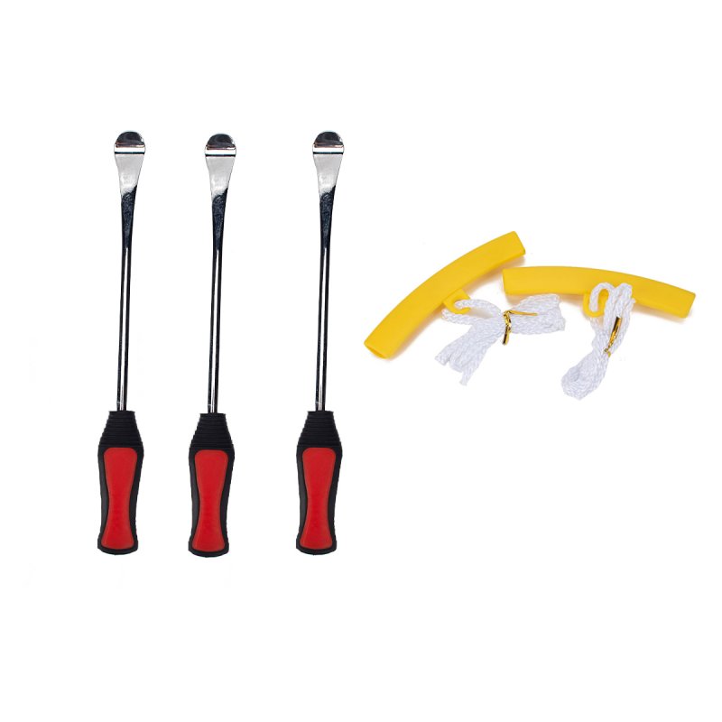 Tire Spoons Lever Motorcycle Dirt Bike Lawn Mower Tire Changing Tools with Bag A2978 (3 crowbars + 2 yellow tire protective cover)