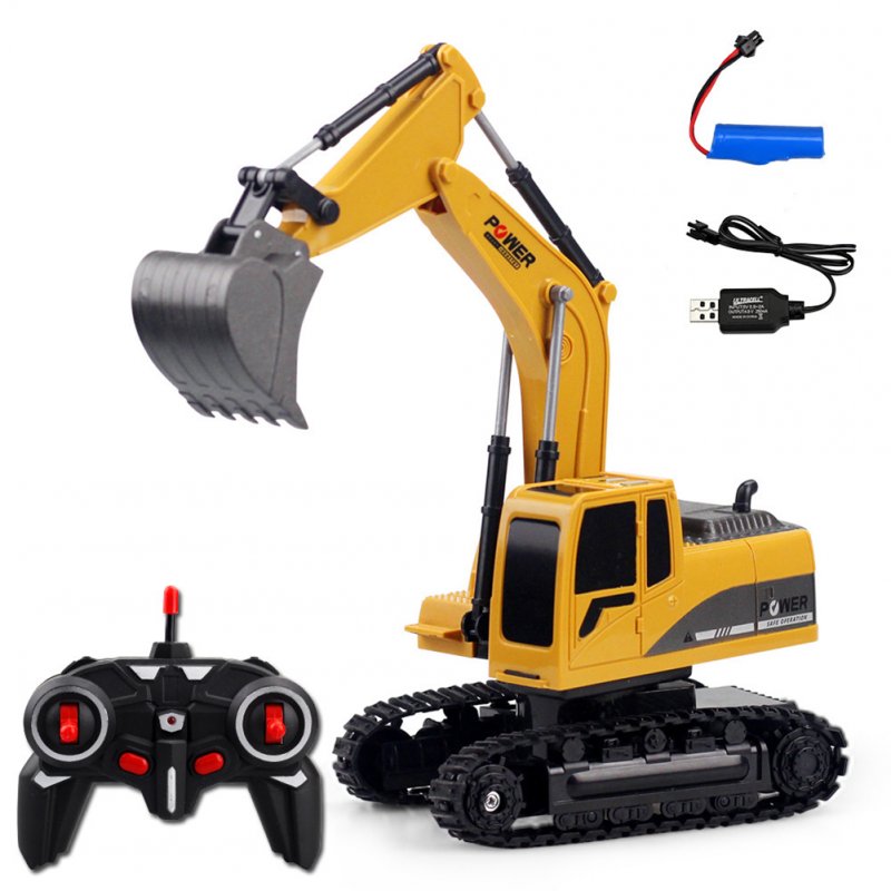 1:24 Remote Control Excavator 6-channel Rechargeable Wireless Remote Control Engineering Vehicle Toy Alloy