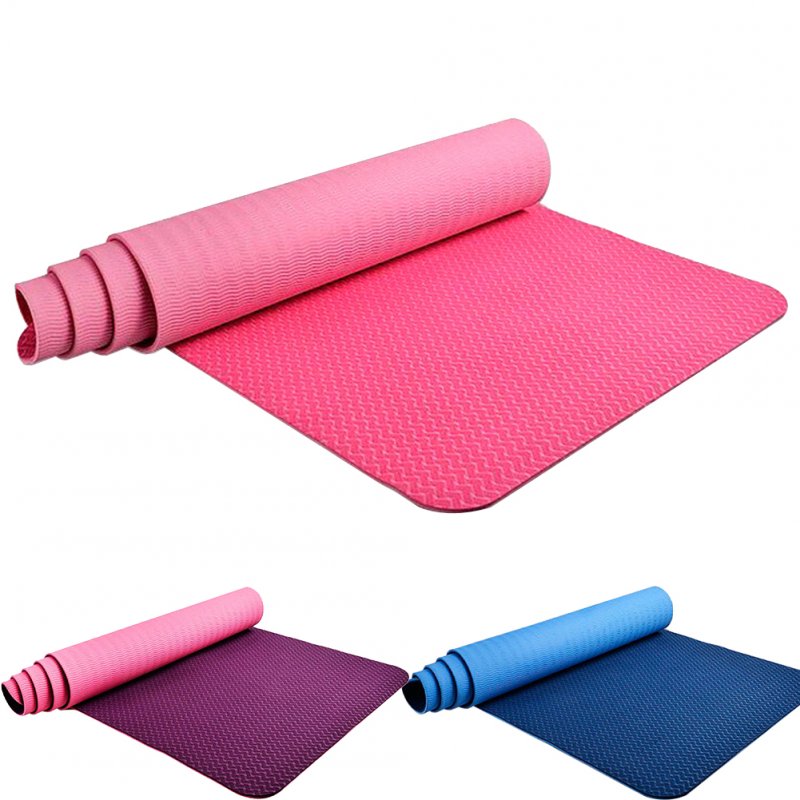 Anti-Slip Yoga Mat Lightweight 6mm Eco-friendly Fitness Mat With Carry Strap For Home Workout Travel Two-color blue 183 x 61 x 0.6cm
